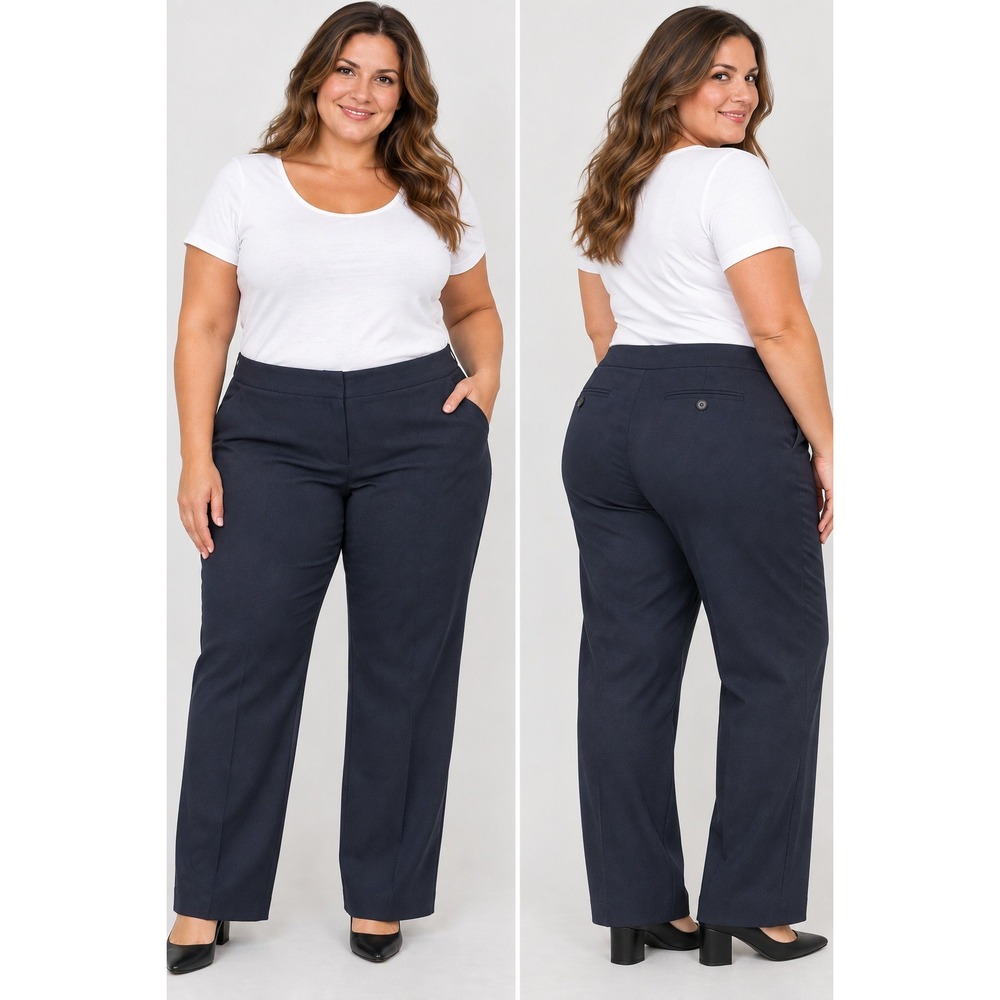 Croft & Barrow Navy Blue Curvy Mid Rise Straight Leg Dress Pants 26WT Tall NWT